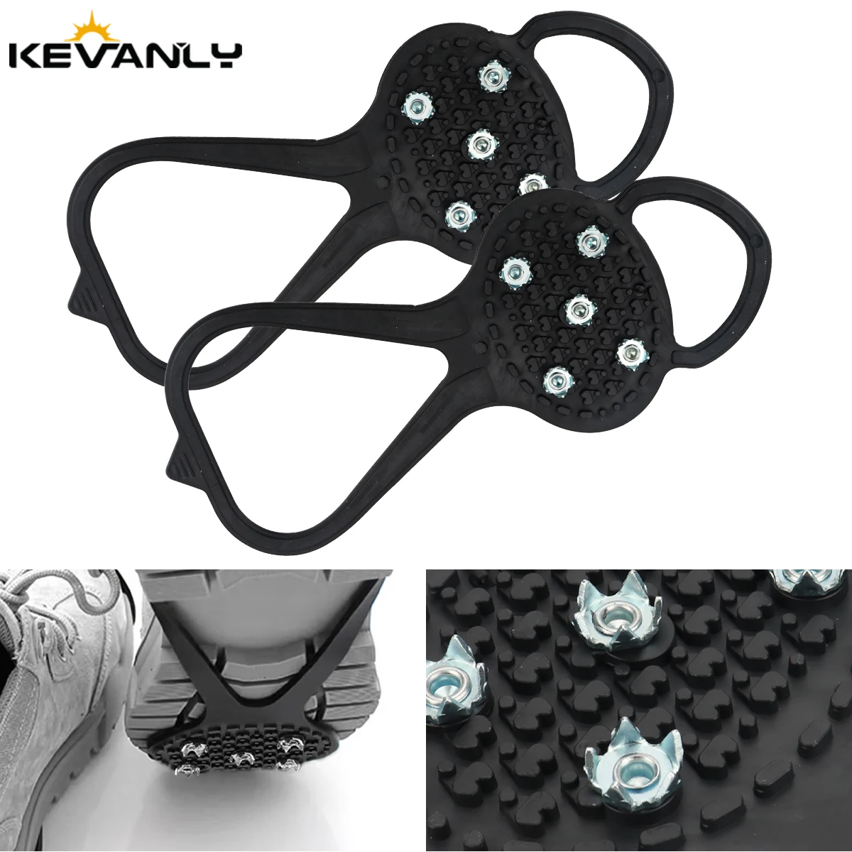 2PCS 5 Teeth Ice Gripper For Women Men Crampons Ice Gripper Spike Grips Cleats For Shoes Studs Non-Slip Climbing Hiking Covers