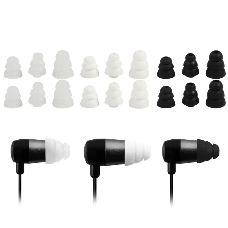 Replacement Triple Flange Ear Tips Earbuds Silicone Pads For In Ear Headphones In-Ear Hole 4.0mm