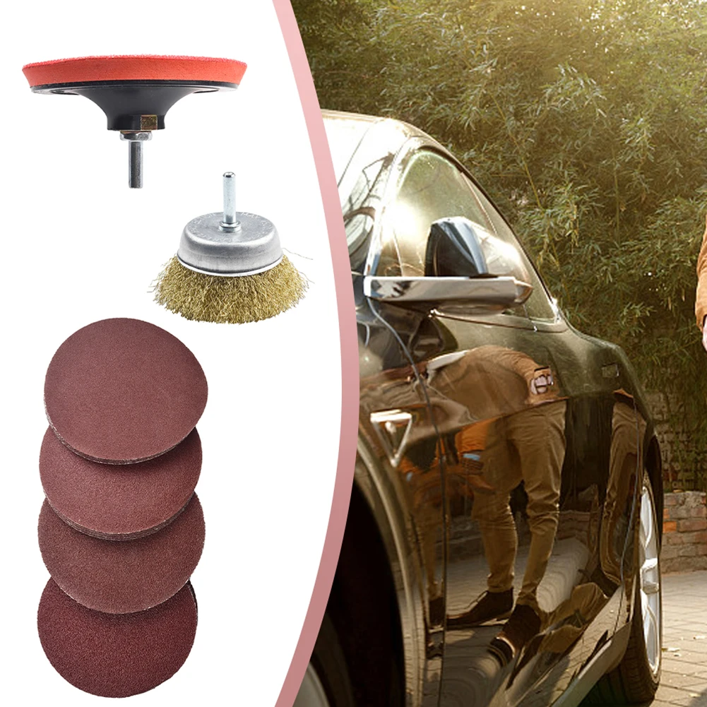 

Drill Attachment Set with 125mm Backing Pad and 40 Sanding Discs Mix Grit for Wood Metal Polishing Angle Grinder Use Rubber Disc