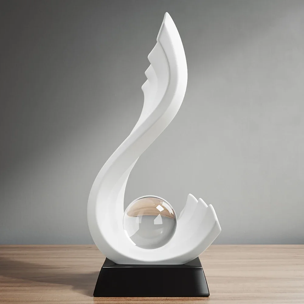 Minimalismo Home Living Desk decorazioni astratta onda irregolare statua sfera di cristallo interni armadio ornamento sculture in resina