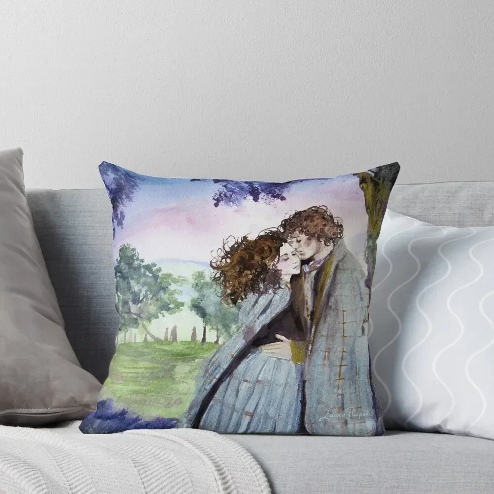 Watercolor painting by Laura Rispoli Scottish Highlands Standing Stones Love art Throw Pillow Sitting Cushion pillow