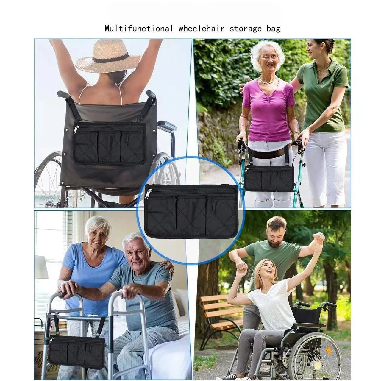 Multi-Pocket Wheelchair Side Storage Bag Armrest Organizer Pouch Essential Wheel Chair Accessories Bag for Easy Storage And Acce view 5