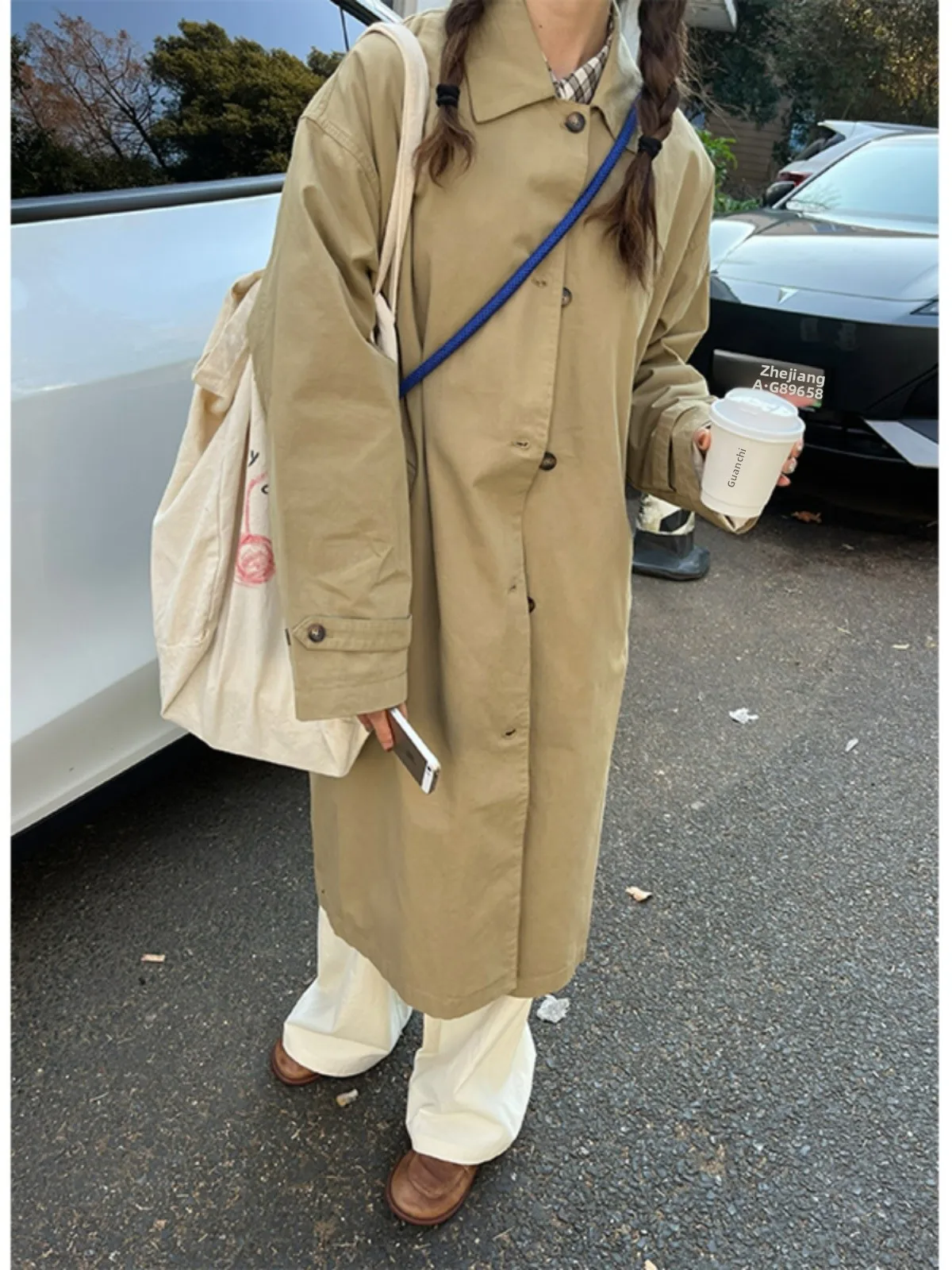 

Пальто цвета хаки Fem Ранняя весна Корейская версия Свободная повседневная японская рабочая одежда средней длины Jaet Commute Sle