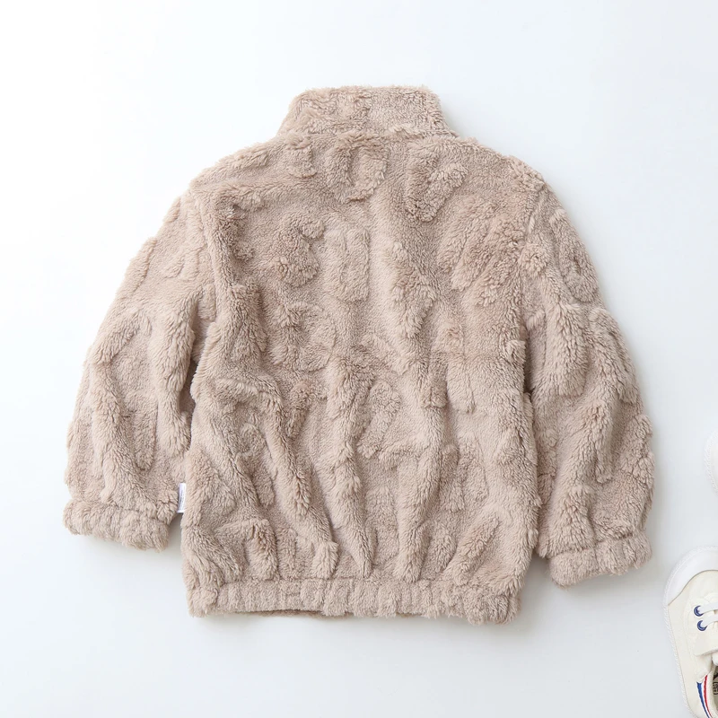 IYEAL Kids Boys Girls Winter Warm Fleece Jacket Stand Collar Zipper Up Winter Warm Soft Plush Coat for Boys Girls
