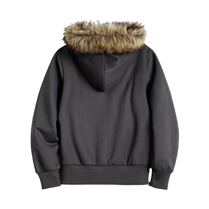 Maden Abrigo con capucha y cremallera con forro polar para mujer, chaqueta informal gruesa y cálida para invierno, sudadera térmica con capucha, prendas de vestir exteriores, TOP para mujer