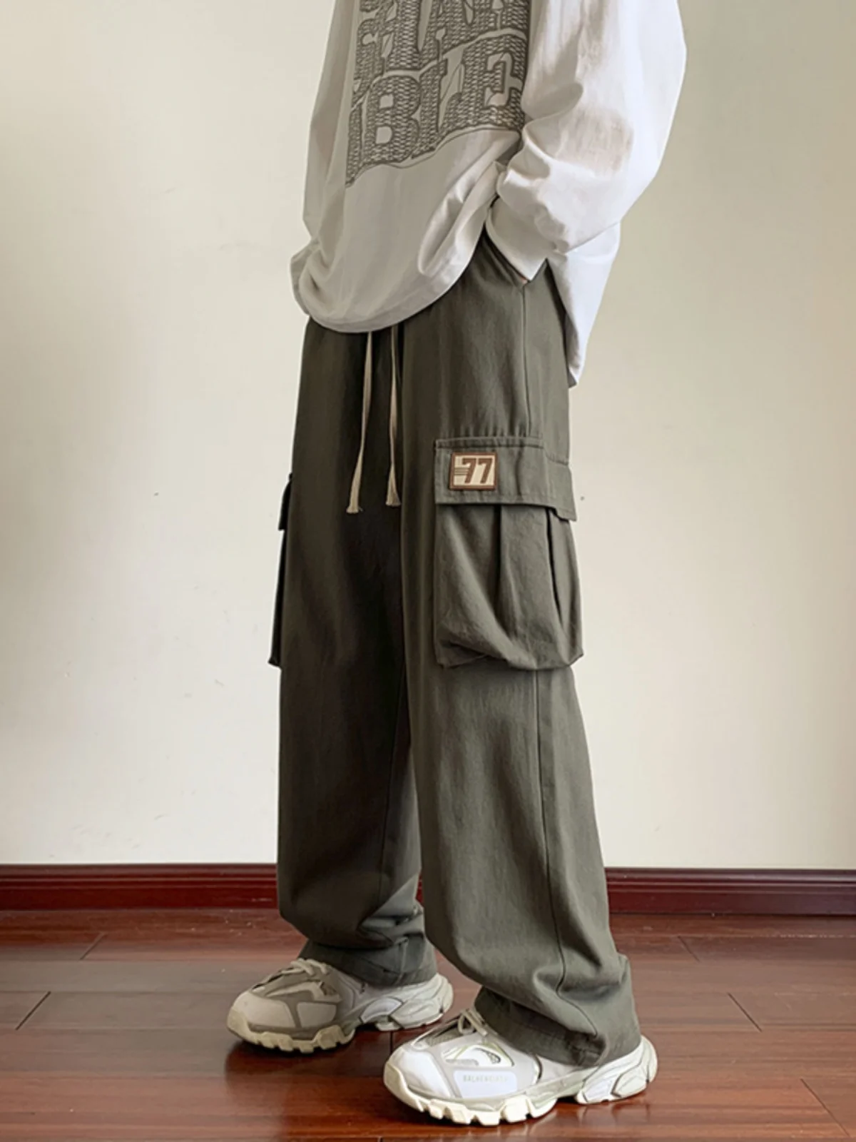 

Мужские длинные брюки в американском ретро-стиле, с высокой талией, в стиле милитари, рабочие, для походов, дышащие, повседневные, хлопковые