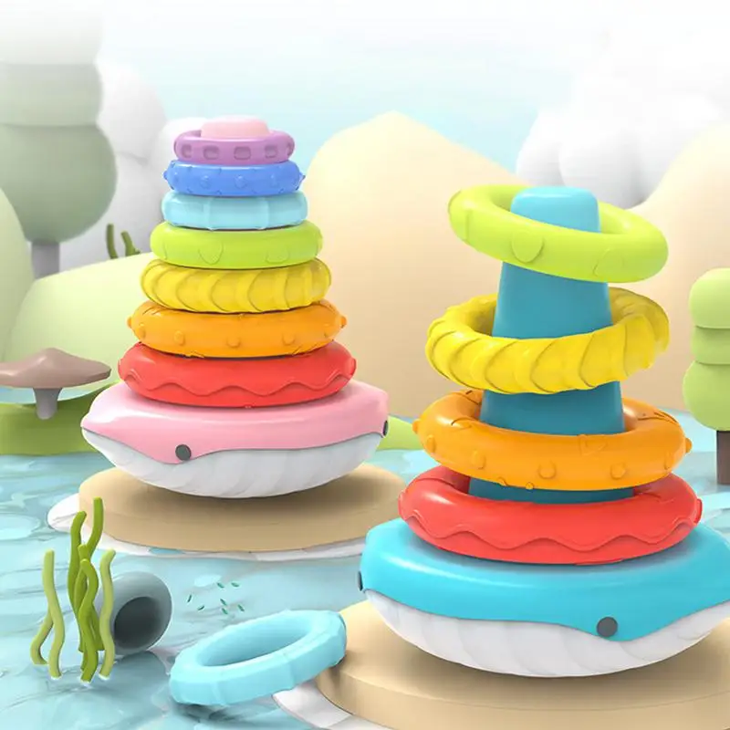 Stacking Circle Toy Colorful Stacking Tower Montessoris  Educational Toys  Early Learning Sensory Toys Teaching Aids Baby Toys