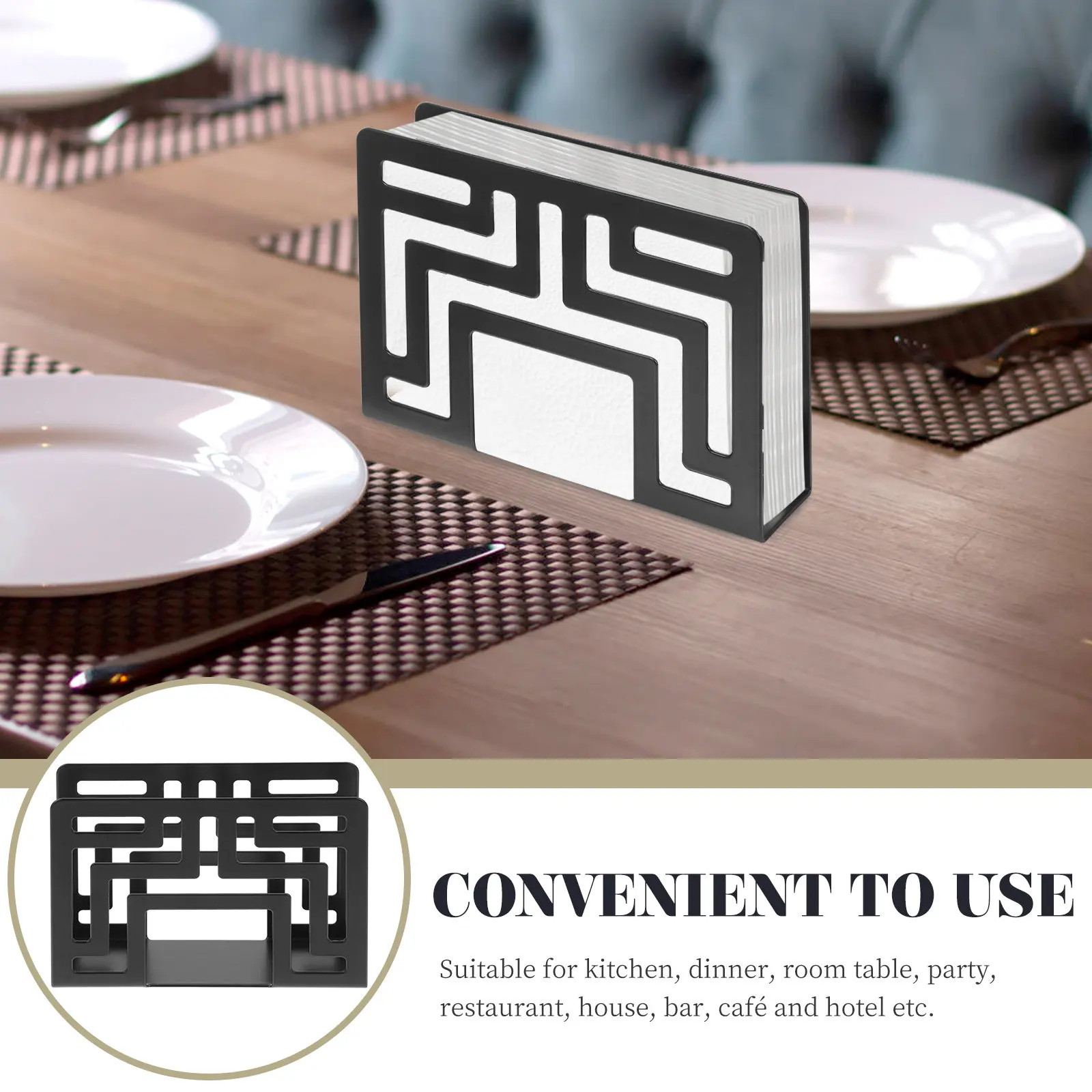 Exquisite Hollow Napkin Holder Premium Metal Construction for Table Kitchen Bar Restaurant Hotel Dining Room Decorative Tissue view 2