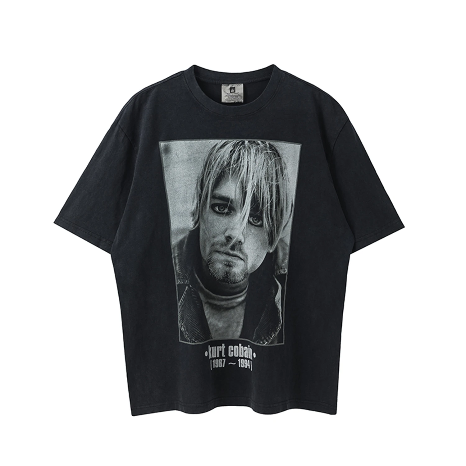 Summer Vintage Cobain American High Street Retro Print Short Sleeve Heavy Duty Casual Loose Rock Band T-shirt Pure Cotton