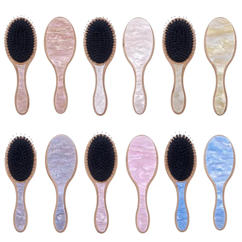 

Нашивка на воздушной подушке Pig's Mane, бамбуковая расческа, дизайн для разглаживания волос с подушкой безопасности, похлопывание плеч, массаж кожи головы, расческа для большой доски