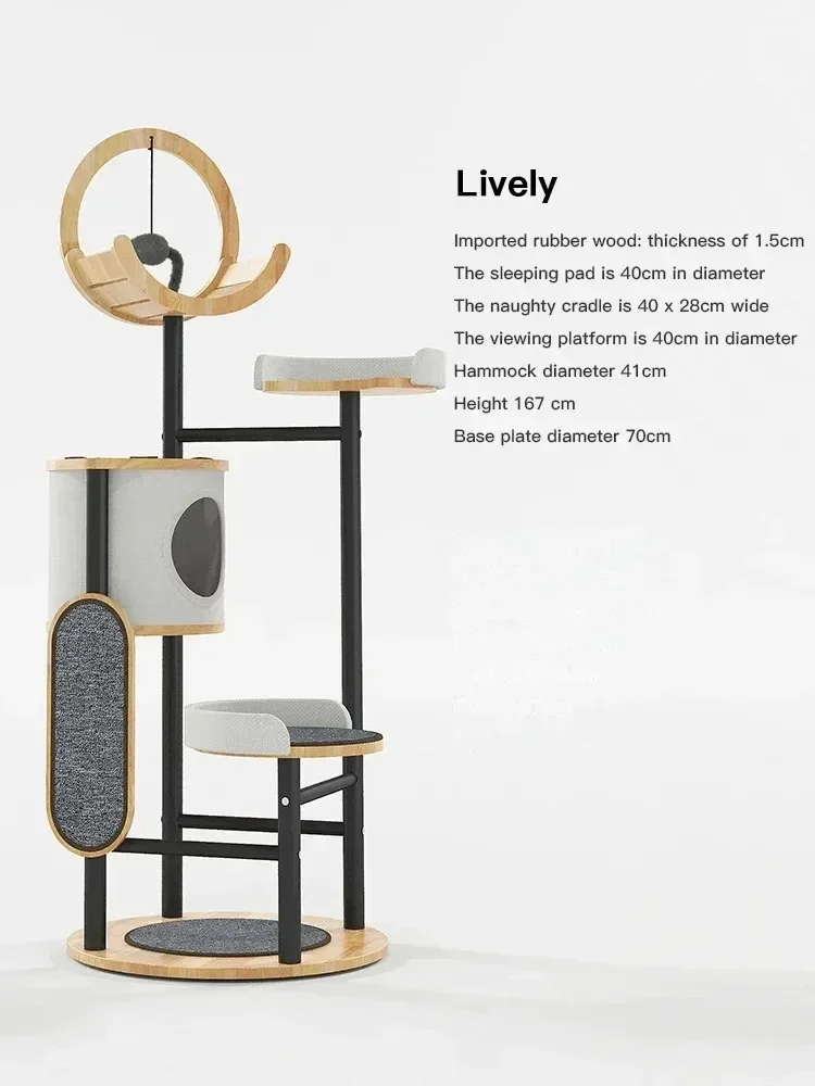 Solid Wood Cat Climbing Frame Cat Tree Integrated Large Shelf Villa Cat Claw Grinding Board Supplies Multifunctional Pet Toy