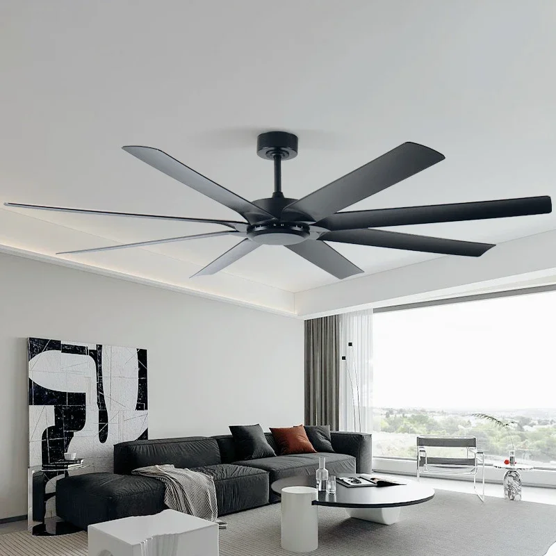 2026 72 Inch Ceiling Fan Large Black Ceiling Fan With LED Light Remote Quiet DC Motor 6 Speeds For Patio Garage Shop