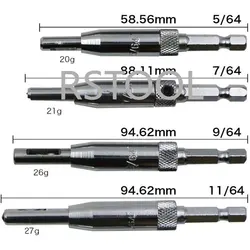 Broca de centro com autocentralização para portas, ferramenta de perfuração, núcleo de broca, para trabalhar com madeira, 5/64, 7/64, 9/64, 4 peças