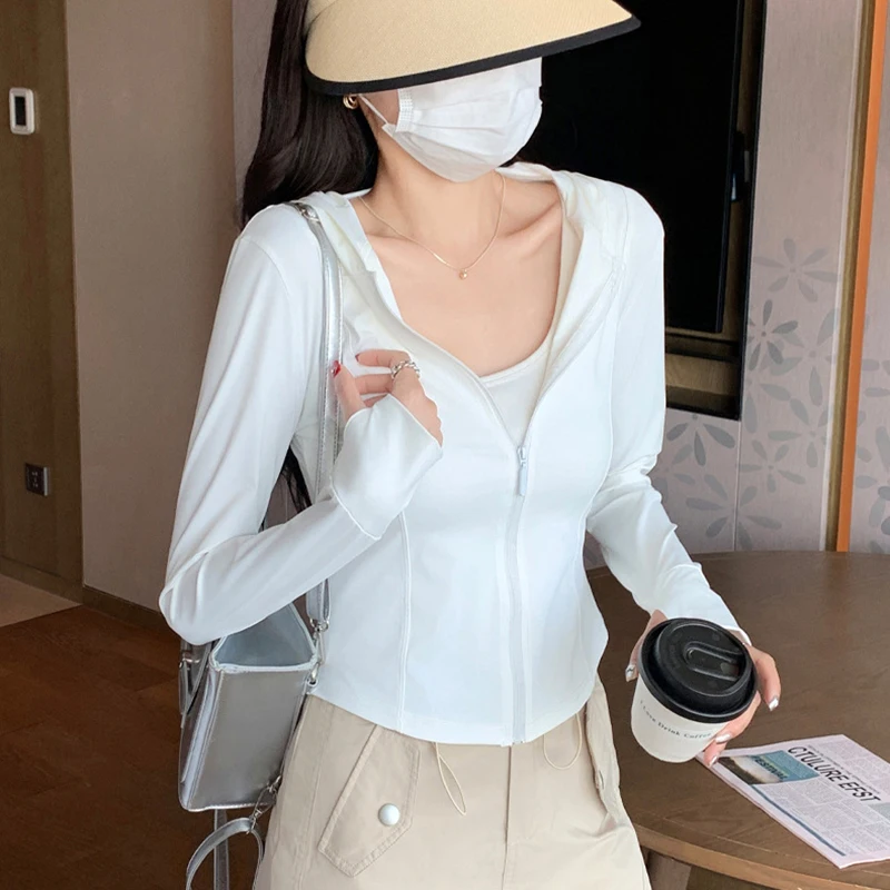 Ice Silk Breathable UV Protection Coat Women Summer Outdoor Breathable Sunscreen Clothing Woman Quick Drying Hooded Jackets