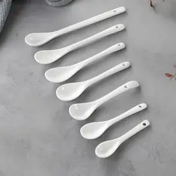 Tea Honey Supplies Ceramic Long Handle Spoons White Creative Coffee Spoon Mini Stirring Spoon Dessert