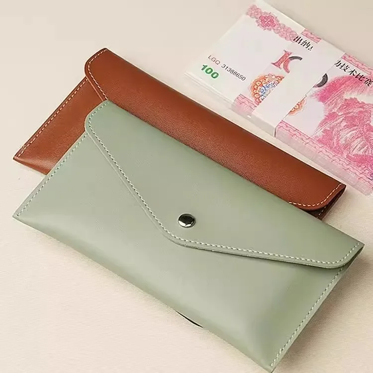 Large Capacity Long Wallet Women's Coin Purse Driver's License Storage Bag Multi-Functional Simple Design Leather Handbag