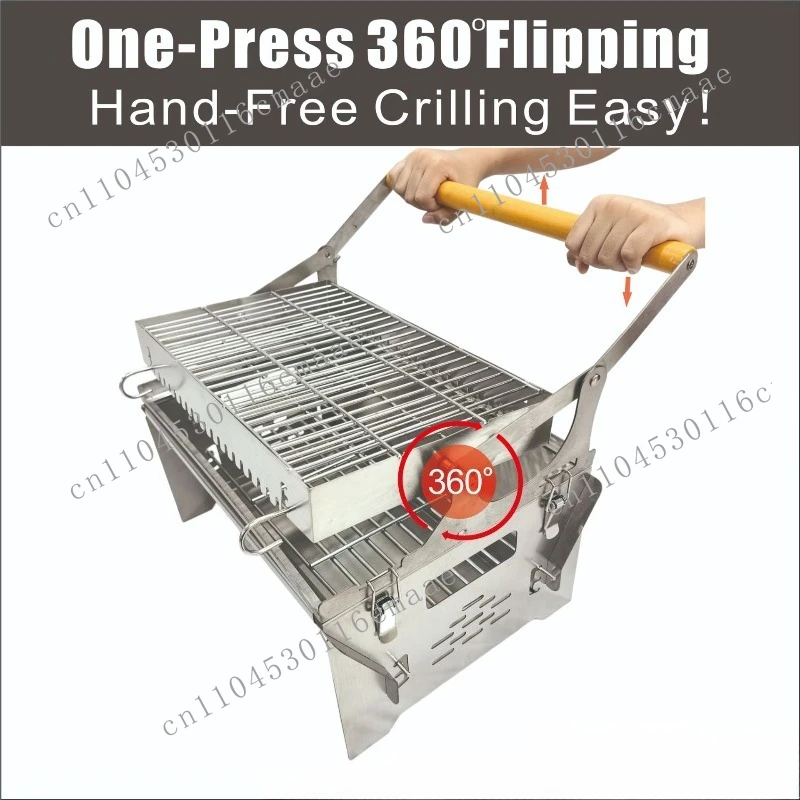 

Garden Grill Home Camping BBQ Charcoal 360 Degree Flip Large Outdoor American
