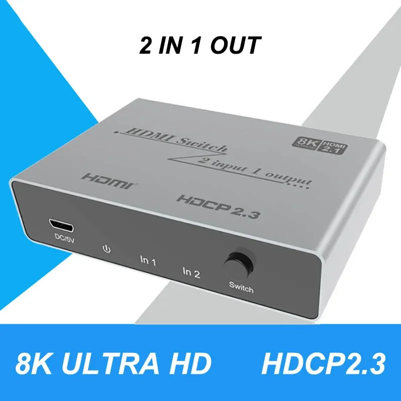 HDMI2.1 8K Switch 2 In 1 Out Display video converter 4K 120hz 1080p 60fps HDMI Switch for PS5 PS4 camera Laptop PC To TV Monitor