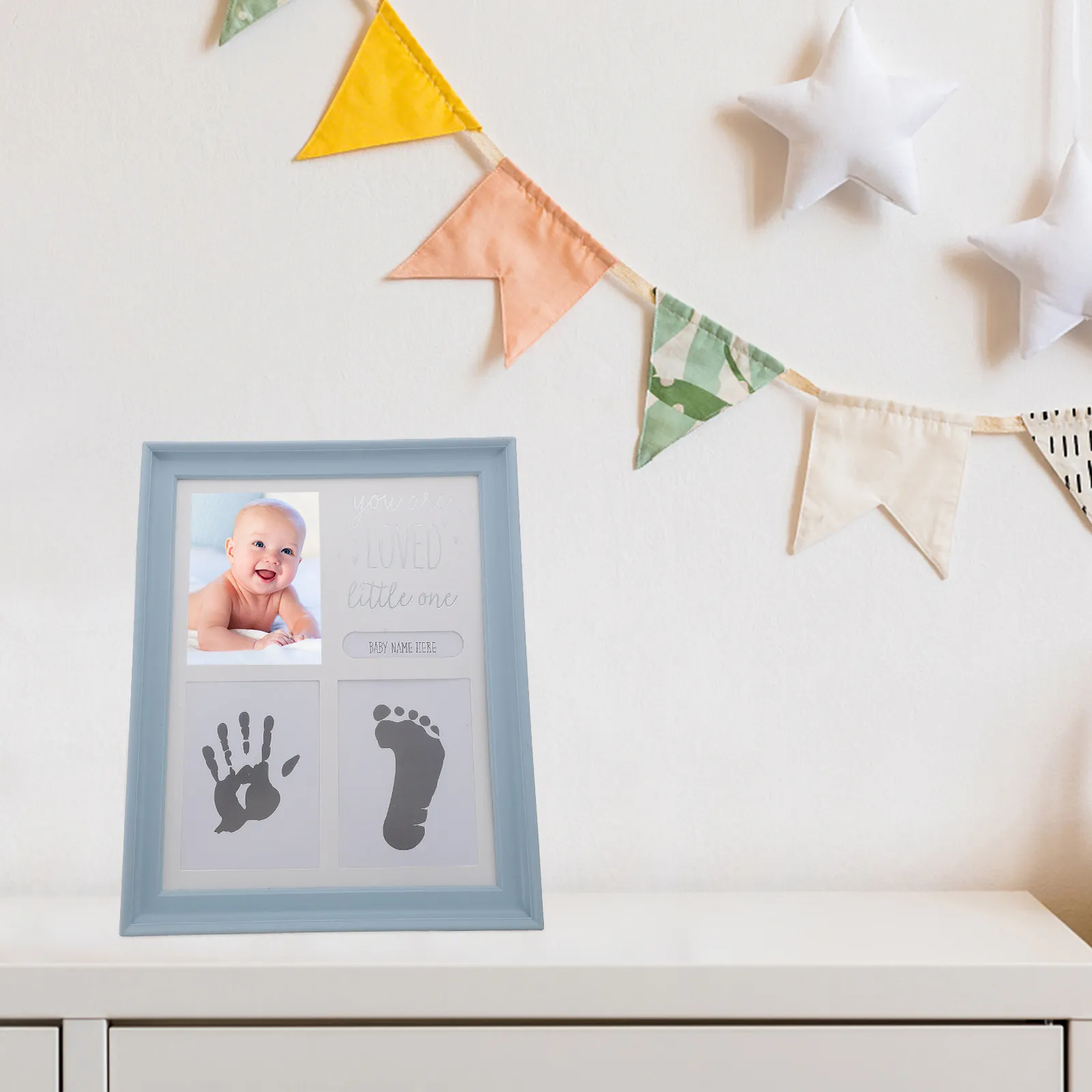 1Set Infant Handprint Footprint Picture Frame Inkpad Kit Baby Shower Gift Christening Keepsake Newborn First Year Memory Frame