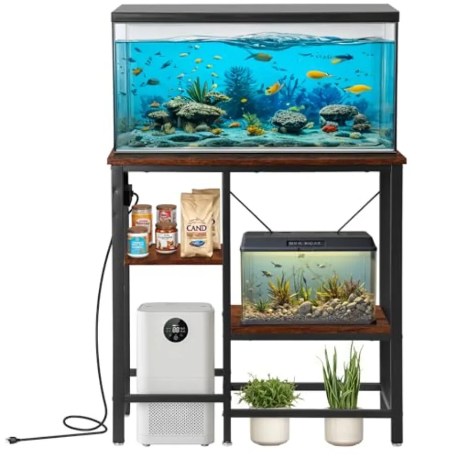 

ZENY 202937 Gallon Fish Tank Stand with 3Tier Adjustable Storage Shelves and Power Outlet Reptile Tank Stand 30.7 L13.7 W Table