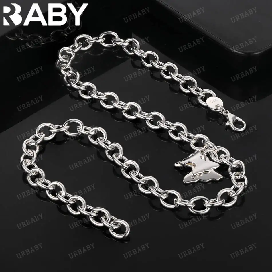 

URBABY 925 Sterling Silver Butterfly Pendant Necklace For Women Charm Trend Birthday Gifts Fashion Party