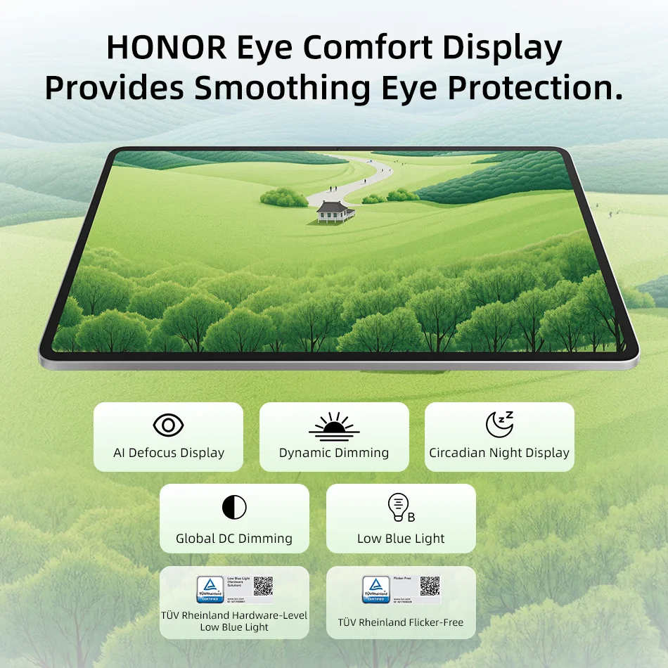 HONOR Pad 10 Gloabl الإصدار 10100mAh بطارية 256GB ROM Snapdragon 7 Gen 3 12.1 ''120 هرتز شاشة الكريستال السائل 8MP كاميرا واي فاي/5G اللوحي