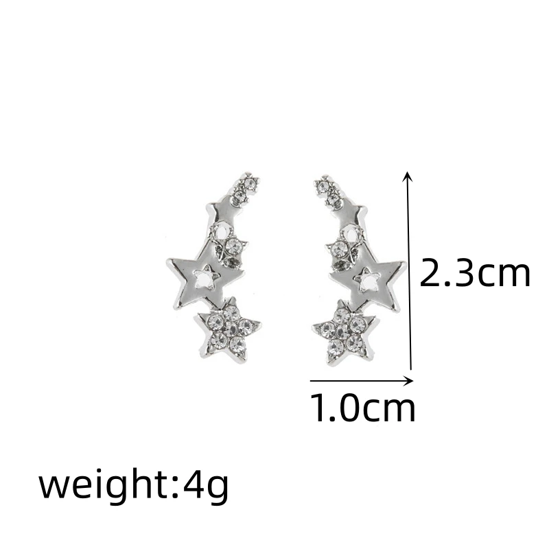 Unique Exquisite The Big Dipper Star Crystal Stud Earring for Women Korean Gold Color Geometry Jewelry Christmas Girl Gift