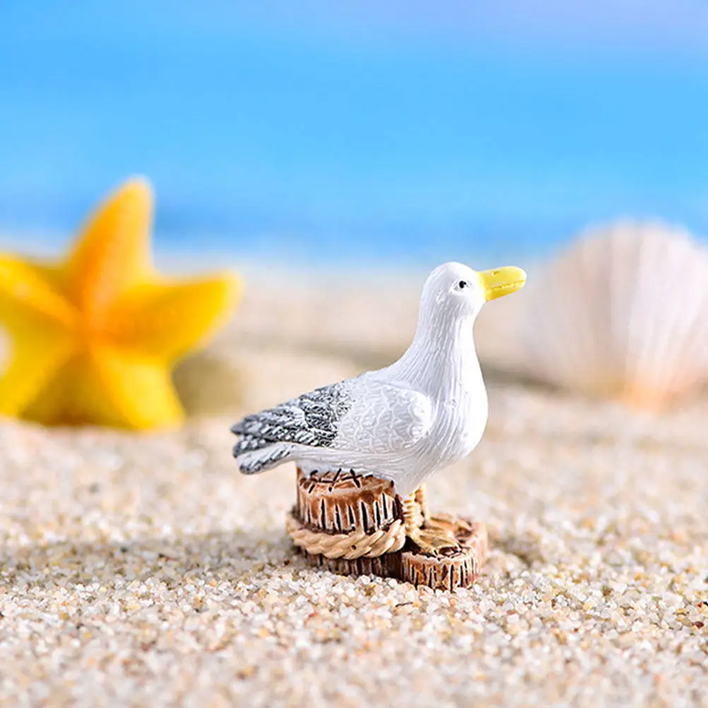6Pcs Mini Seagull Sculpture Resin Tranquil Seaside Theme Decor Garden Outdoor Desktop Living Room Bedroom Micro Landscape