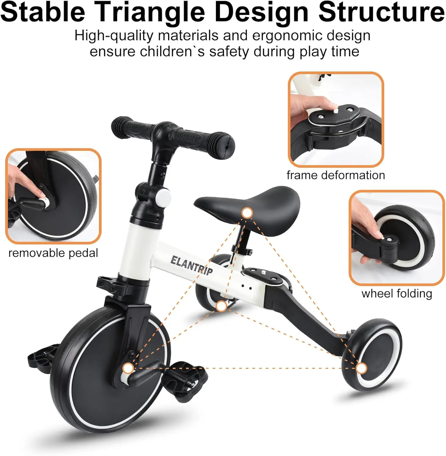 Vélo d'équilibre 5 en 1 pour enfants de 1 à 3 ans, tricycle pour tout-petits, tricycles pour enfants, meilleurs jouets pour garçons et filles, entraînement à l'équilibre