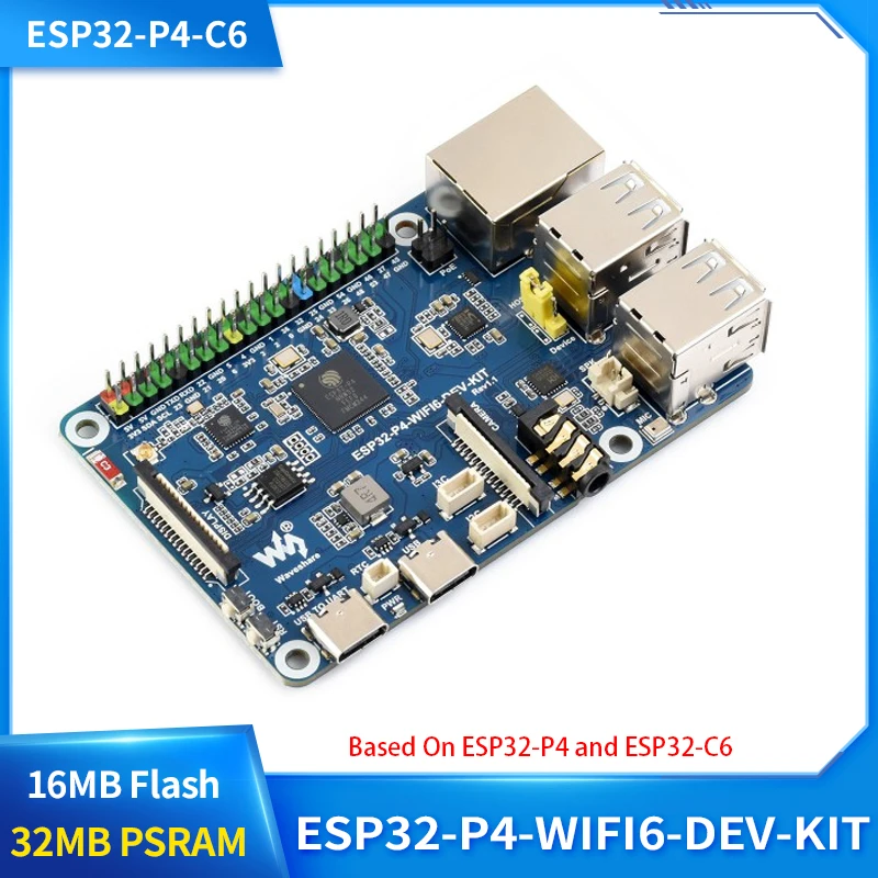 ESP32-P4-WiFi6-DEV-KIT ESP32-P4 + ESP32-C6 Development Board RISC-V MCU 32MB PSRAM 16MB Flash Support WiFi 6 BLE 5 for AI