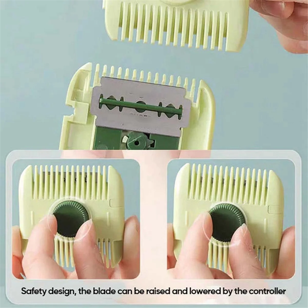 Tondeuse à cheveux 2 en 1, peigne de barbier, frange, coupe-cheveux, dissolvant, maison, mini outils de maquillage, vert