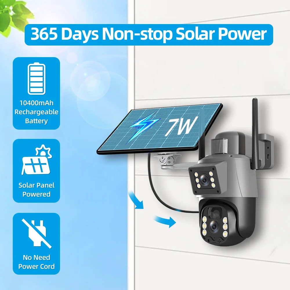 DLC10T-4G Tuya 4G Solar Dual Lens PTZ Camera 6MP IP66 Waterproof Outdoor WiFi Security Cam with Two-Way Audio And Human Tracking