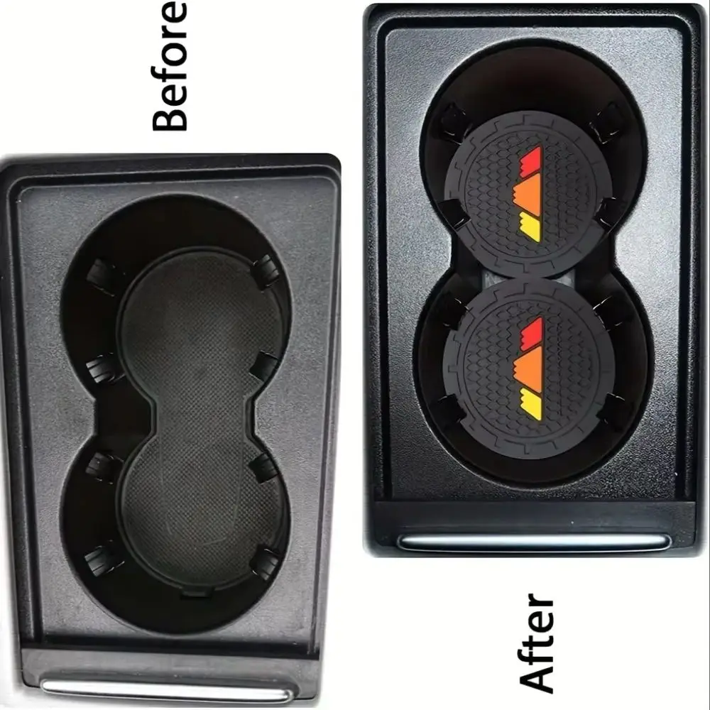 New 2pcs 70mm Car Mounted Water Cup Mat, Car Pickup Truck Tri Color Snow Mountain Small Label Cup Mat, for Tacoma RAV4 SUV Truck