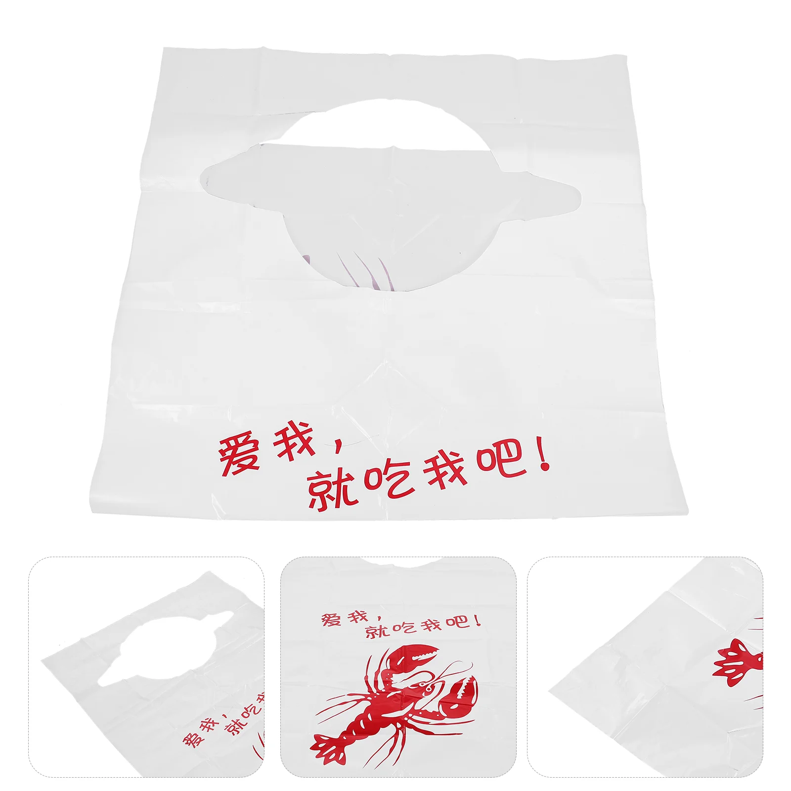 100 Pcs Lobster Bib for Adults Eating Practical Bibs Disposable Apron Dinner Elderly Plastic Women Party