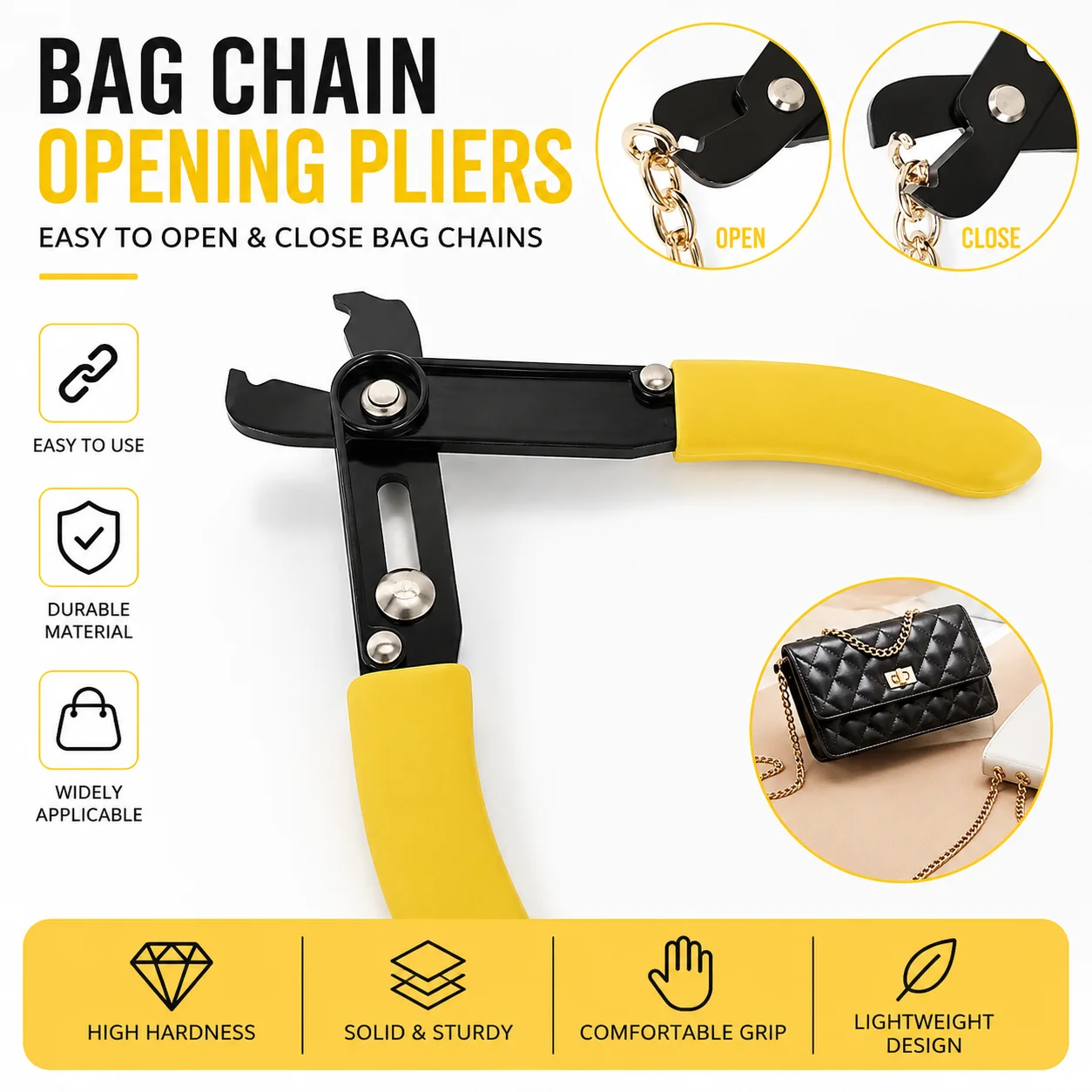 Jewelry Chain Clamp Pliers - Riveting Tool, DIY Chain Cutter & Opener, Adjustable Toothless Pliers for Jewelry Making