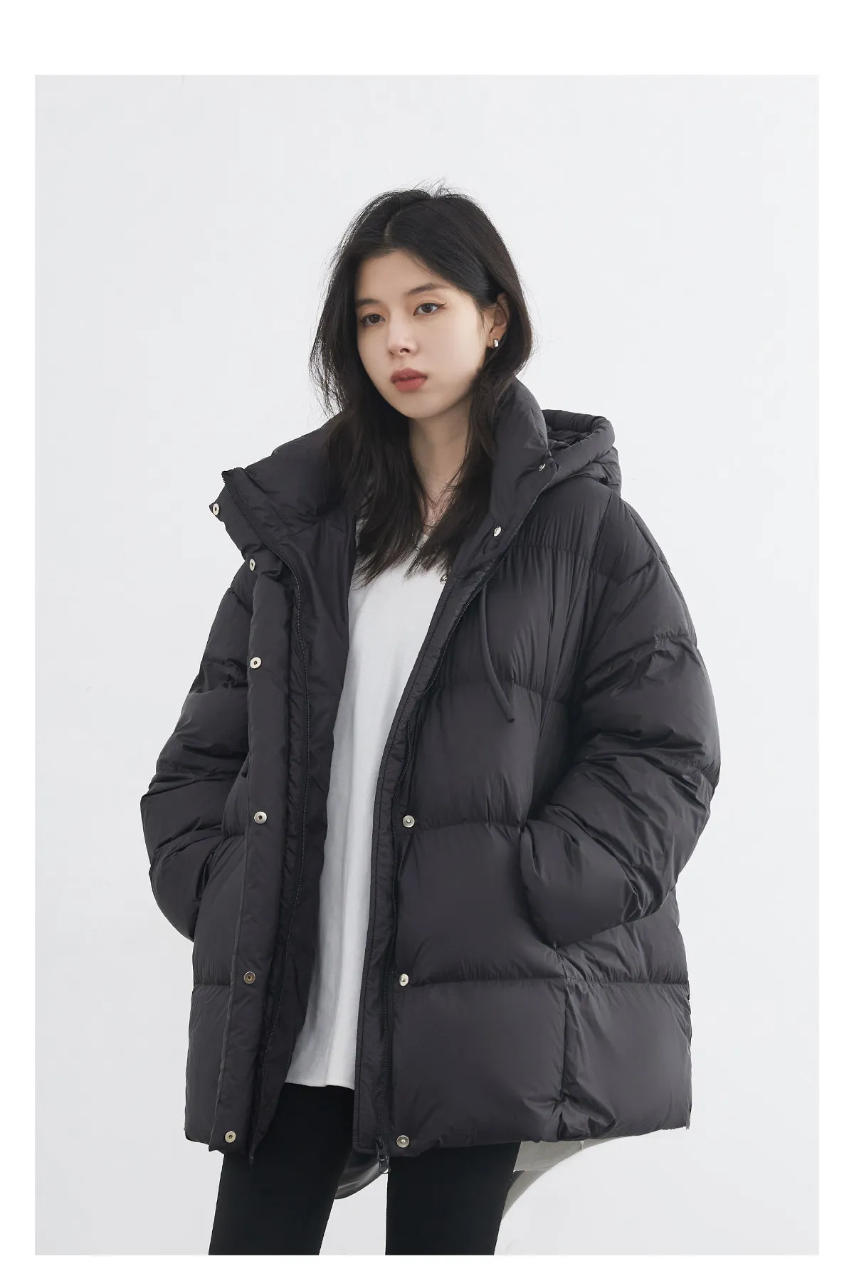 CHIC VEN New Women Down Jacket Solid Loose Casual Hooded Ladies Down Jacket for Woman 90 White Duck Down Coat Autumn Winter 2025