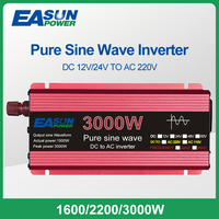 Easun Power Inverter Pure Sine Wave 12V DC to AC 220V Converter 3000w 2200w 1600w 1000w Stabilizer 24V Solar Inverter 50hz 60hz