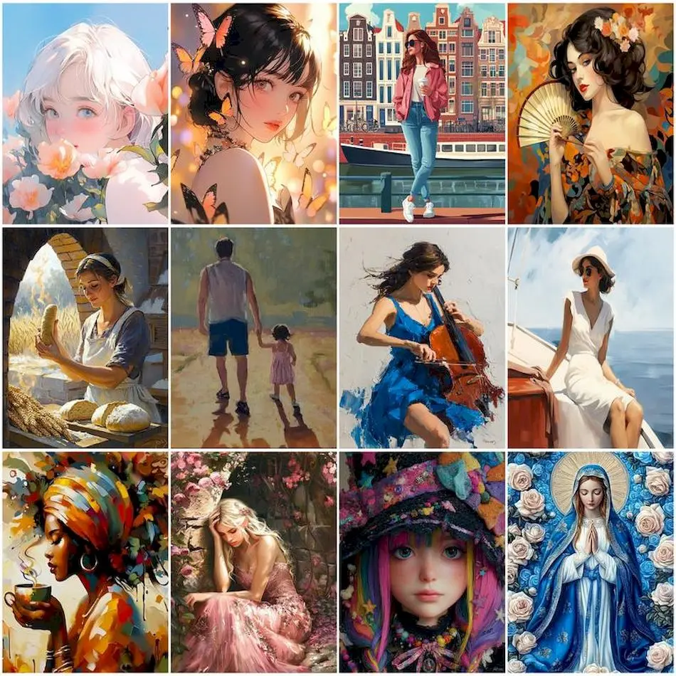 

RUOPOTY Oil Painting By Numbers Women girls hobby Wall Art Picture Adults Crafts Markers By Numbers Framed Wall Art Modern Gift