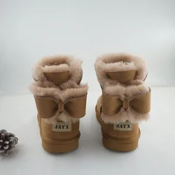 Top Quality Shoes Women 2025 Real Sheepskin Women's Winter Classic Bow Woman Snow Boots Thick Wool for Warmth Women Boots