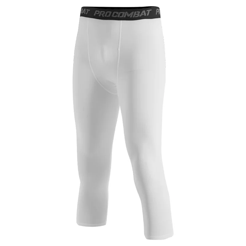 Calças justas dos homens de compressão Esportes Basquete Correndo Leggings 3/4 Comprimento Vestuário De Treinamento Sportswear Para Homens Calça Ginásio Fitness