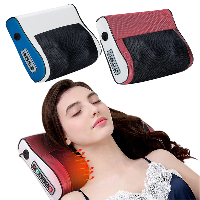 

Cervical Neck Massage Pillow Waist Massage Deep Tissue Kneading Electric Massage Vibration Massage Pillow Heated Pink and Blue