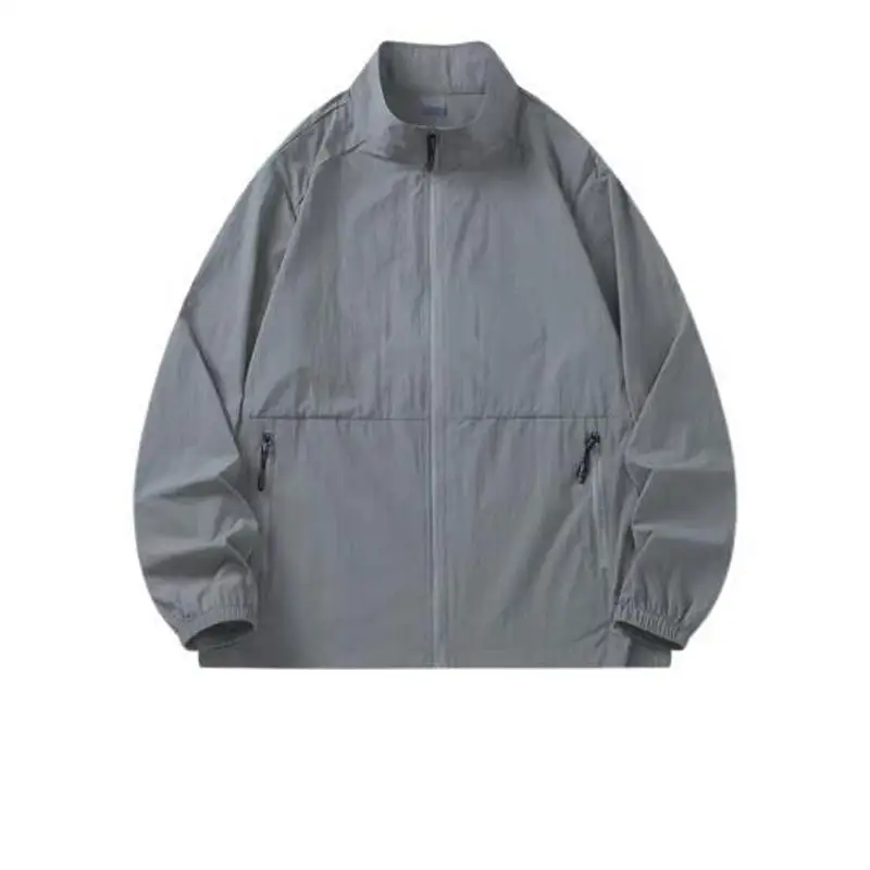 Fashionable Harajuku Loose Fit Jacket Spring Autumn Stand Collar Open Cardigan Trendy Outerwear Casual Style Polyester Fiber