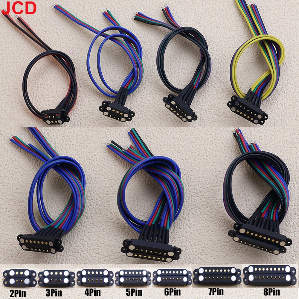 JCD 1 Pair 2A Spring Loaded Male Female 2 3 4 5 6 7 8 Pin Spacing 2.5/2.54mm Spring Loaded DC Power Socket With Wire 200mm