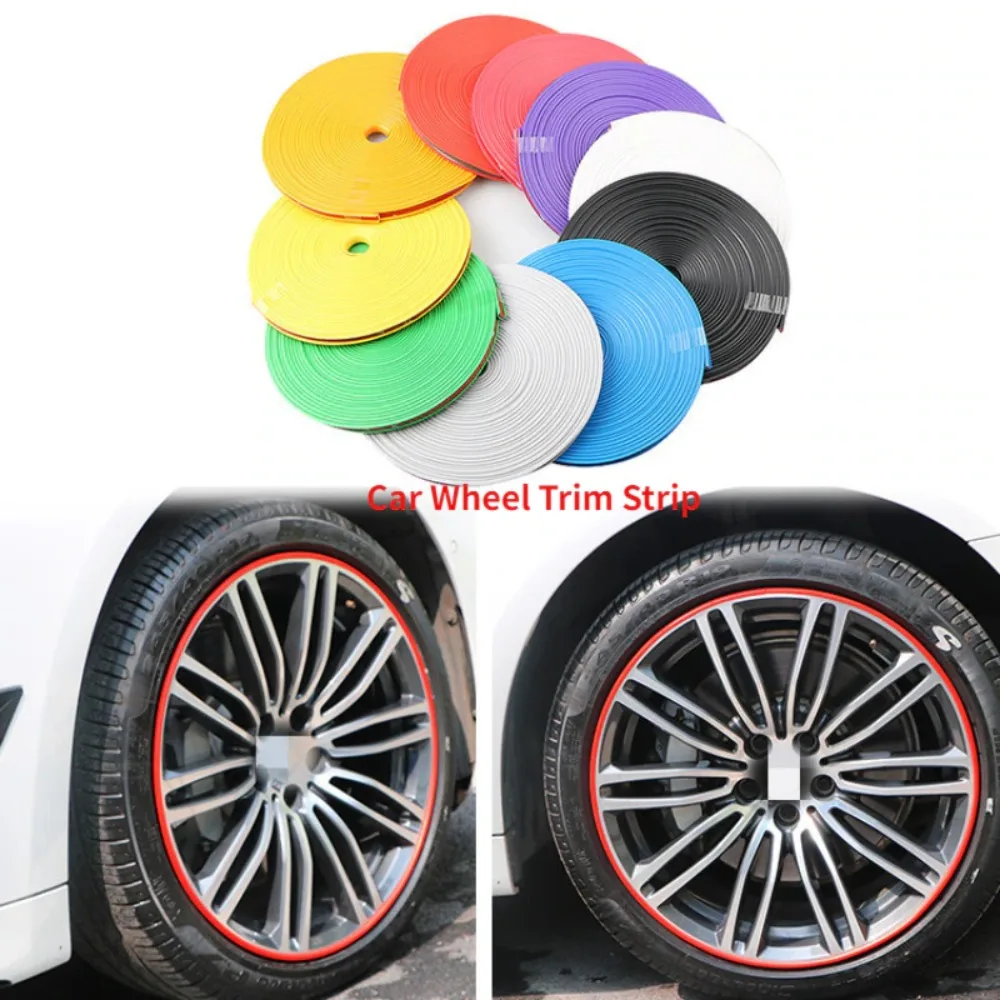 8m Solid Color Wheel Decorative Strip New Rubber Anti Friction Door Protector Tire Guard Line Wheel Hub Strip Car