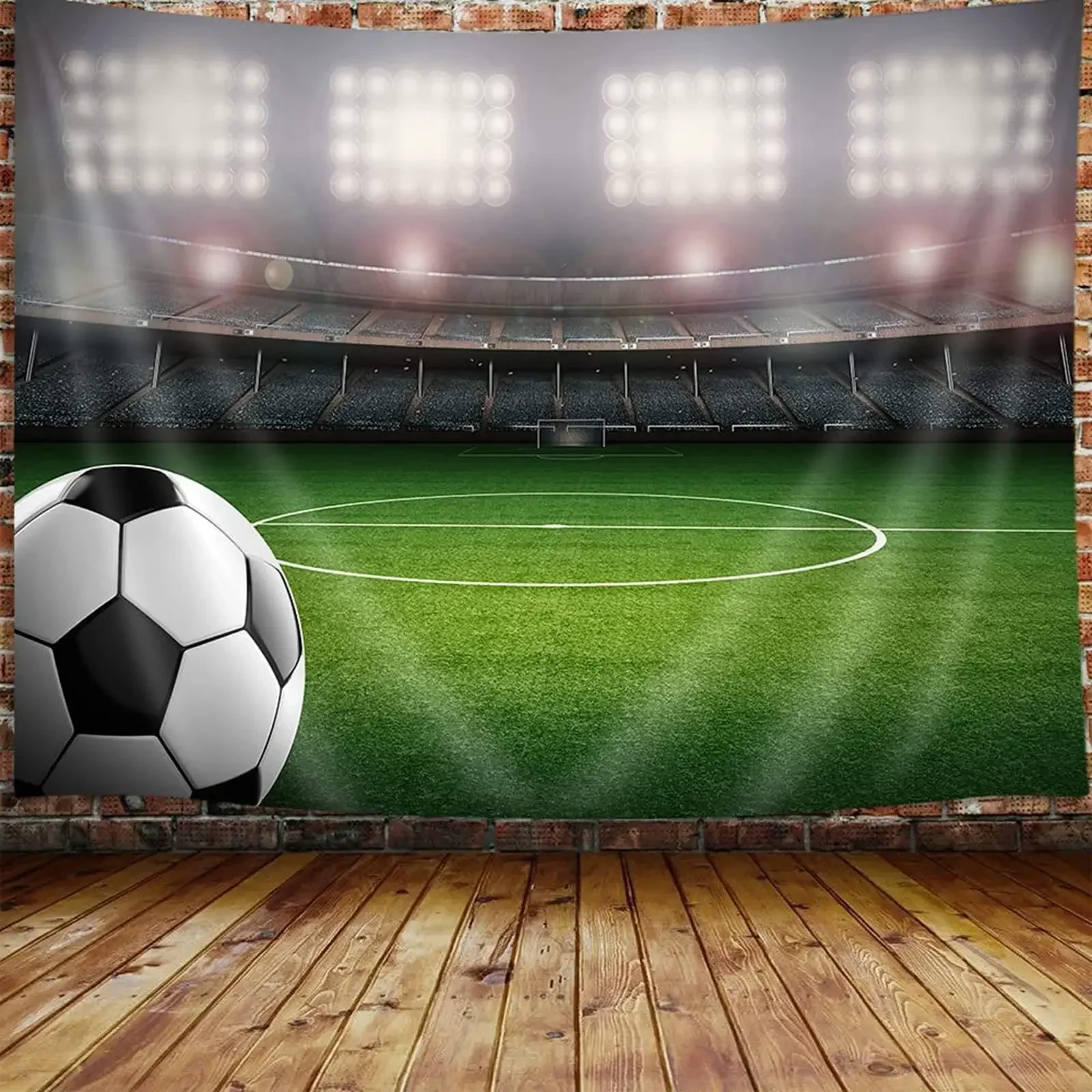 Football Tapestry Stadium Football Satdium Field Light Night Soccer Turf Home Decor Wall Hanging for Living Room Bedroom Dorm