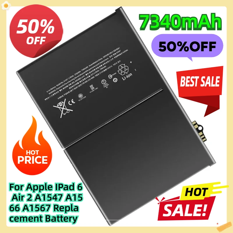 

For Apple IPad 6 Air 2 A1547 A1566 A1567 7340mAh Replacement Battery