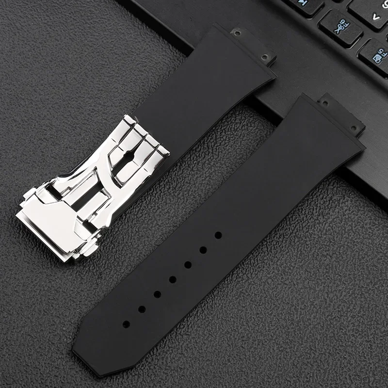 Watch Accessories 27mmx17mm For HUBLOT Series watchband Silicone Strap 22mm Folding Buckle Rubber Men\'s belt wristband bracelet