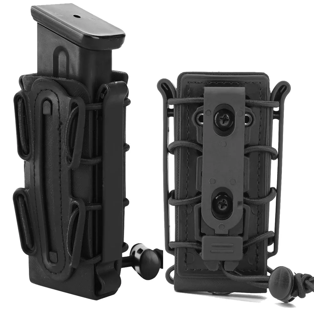 Tactical Molle 9mm Pistol Mag Magazine Pouch Hunting Holster Fastmag with Belt Clip and Molle Soft Shell Mag Pouch Case