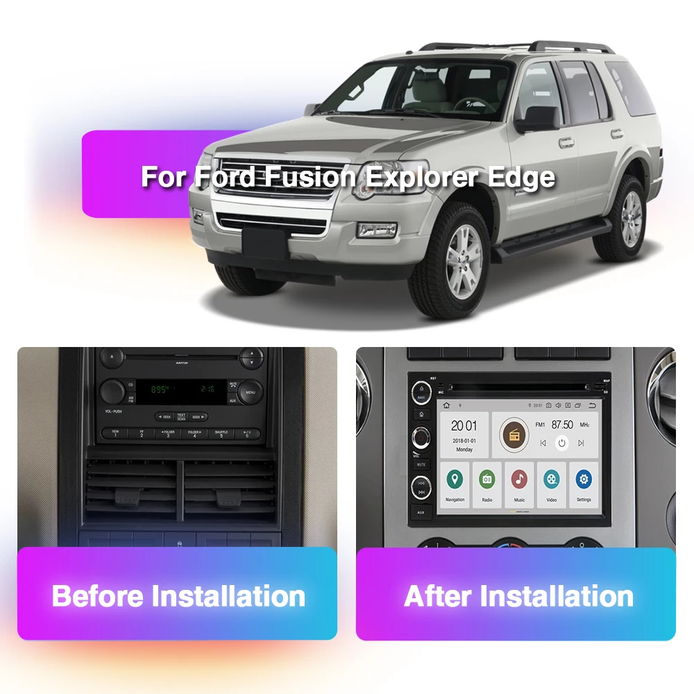 Carplay 2 Din Android 12 Car DVD Player For Ford 500 F150 Explorer Edge Expedition Mustang fusion Freestyle GPS Radio 8+128GB BT