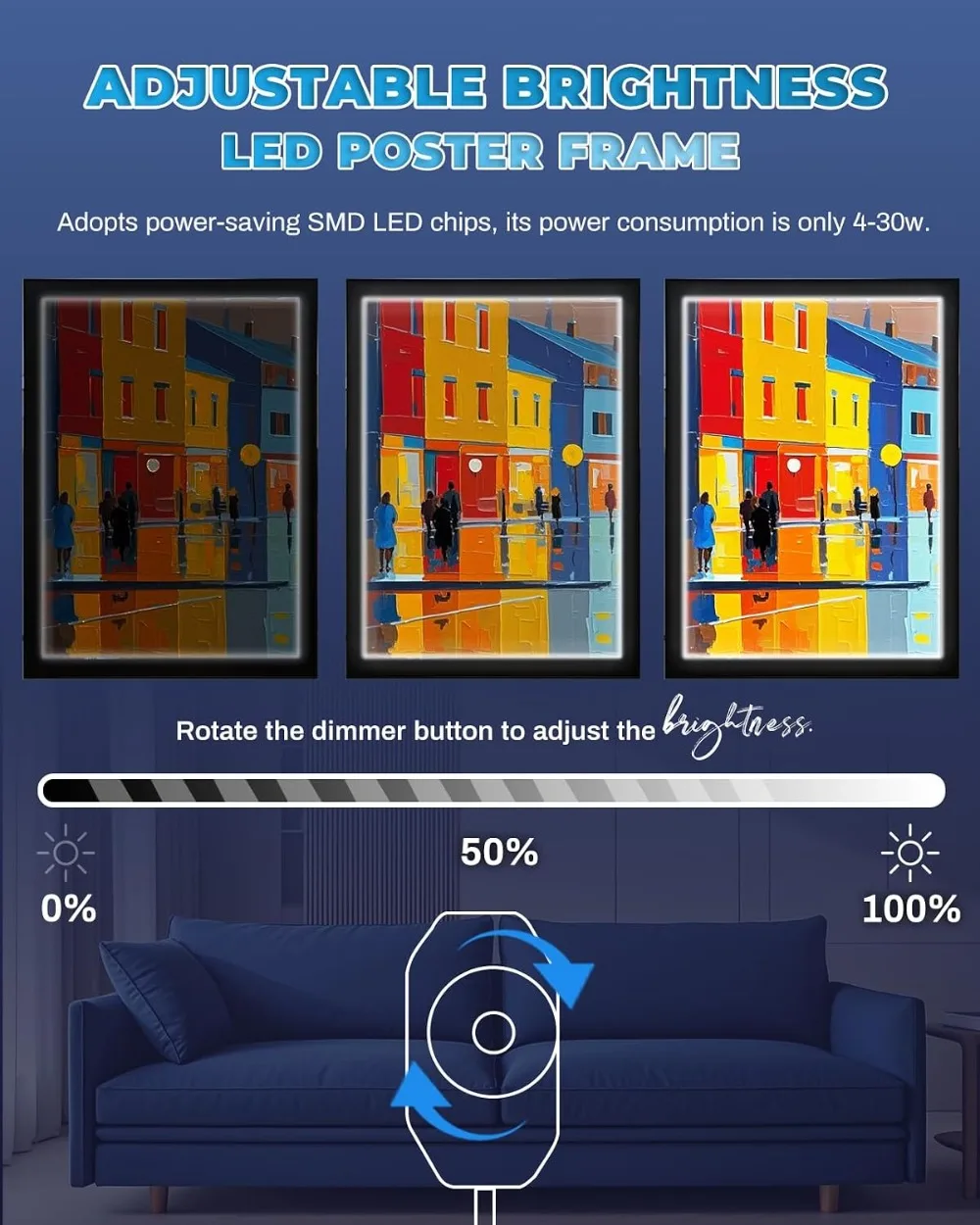 24x36 Inch LED Poster Frame, Backlit Movie Poster Frame Light Box, Wall Mounted, Aluminum, Magnetic Frame for Advertising Display view 3